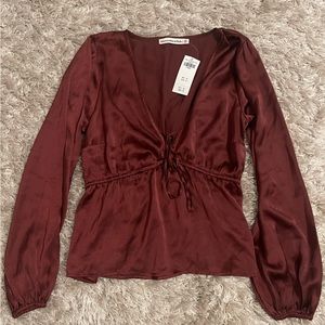 Abercrombie & fitch red long sleeve blouse